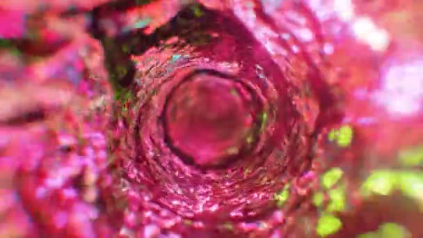 Embudo de agua arremolinada en iluminación de neón. Túnel de agua redonda. Color rosa. animación 3d de un bucle sin costuras. — Vídeos de Stock