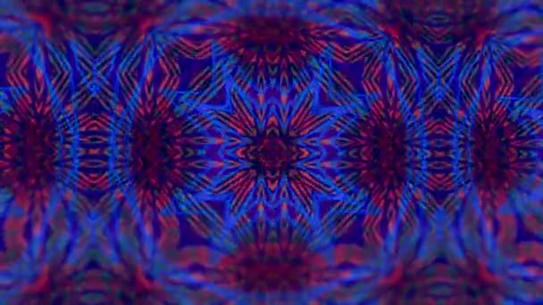 Kaléidoscope de motifs dynamiques sur fond noir. 3d rendu. Couleur bleue. — Video