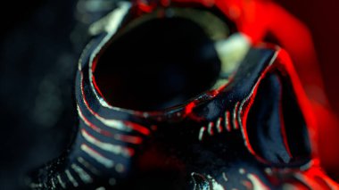 Altın aksanlı insan kafatası. Yakın plan. Korku ve cadılar bayramı korkusu. 3d illüstrasyon