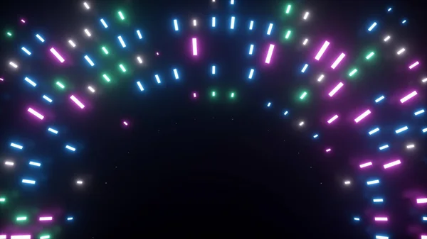 Świecący półokrąg na czarnym tle. Niebieski neon. Ilustracja 3D — Zdjęcie stockowe