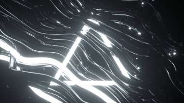 Yanıp sönen kablolar ve üçgen. Neon ışıkları olan soyut kulüp kompozisyonu. 3d illüstrasyon