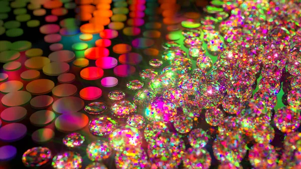 Burbujas coloridas. Esferas verdes. Chispas. ilustración 3d — Foto de Stock