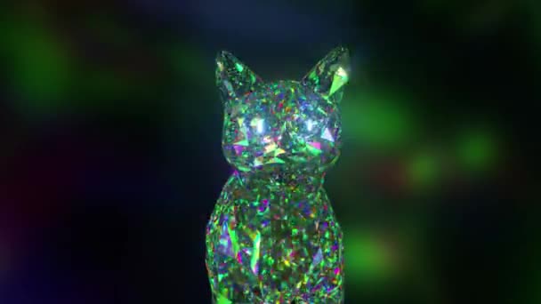 Insamling av diamantdjur. Begreppet natur och djur. Gråtande katt. Lågpoly. 3D-animering av sömlös slinga. — Stockvideo