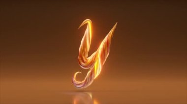 Koleksiyon Yaşayan Alfabe. Eşsiz çarpık harfler. Turuncu. Y harfi. Alfa mat ile kusursuz döngünün 3D animasyonu