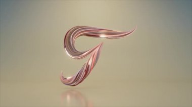 Koleksiyon Yaşayan Alfabe. Eşsiz çarpık harfler. Kırmızı pembe renk. T harfi alfa ile dikişsiz döngünün 3d animasyonu 