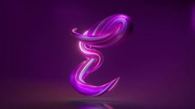 Koleksiyon Yaşayan Alfabe. Eşsiz çarpık harfler. Mor pembe renk. E harfi. Kusursuz döngünün 3D animasyonu. 