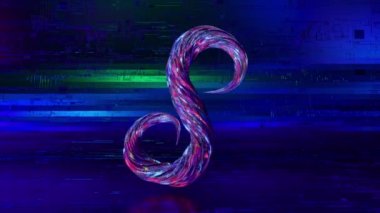 Koleksiyon Yaşayan Alfabe. Eşsiz çarpık harfler. Mavi. S harfi alfa matte ile dikişsiz döngünün 3d animasyonu