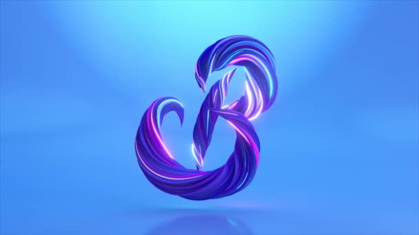 Collezione Living Alphabet. Lettere contorte uniche. Neon blu. Lettera B Animazione 3d di loop senza soluzione di continuità con alpha matte — Video Stock