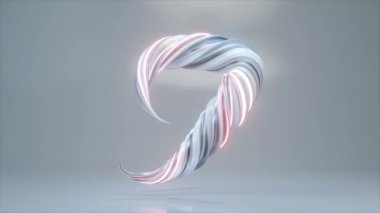 Koleksiyon Yaşayan Alfabe. Eşsiz çarpık harfler. Beyaz gri pembe renk. J harfi. Kusursuz döngünün 3d animasyonu