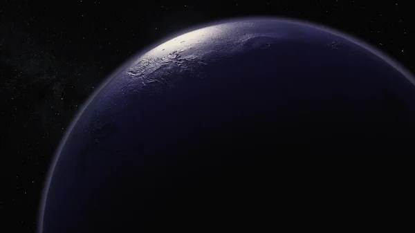 Concepto Cosmos Vuelo Sobre Neptuno Planeta Púrpura Vista Superior Superficie — Foto de Stock