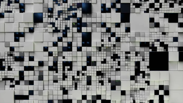 Fundo Abstrato Cubos Brancos Pretos Conceito Futurista Rede Dados Digital — Fotografia de Stock