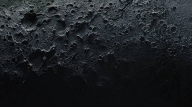 Kozmos konsepti. Ayın üstünde uçmak. Gezegen yüzeyinin üst görüntüsü. 3d Görüntü