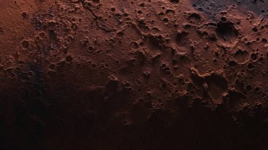 Kozmos konsepti. Mars üzerinde uçuş. Gezegen yüzeyinin üst görüntüsü. 3d Illustration. Yüksek kalite 3d illüstrasyon