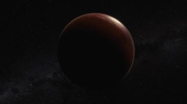 Kozmos konsepti. Mars üzerinde uçuş. Gezegen yüzeyinin üst görüntüsü. 3d canlandırma