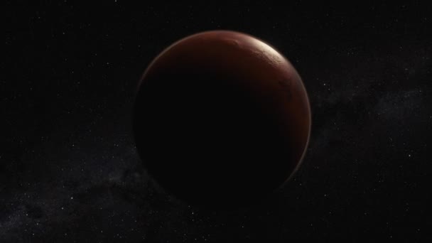 Kozmosz-koncepció. Repülés a Mars felett. A bolygók felszínének legtetejére. 3D animáció — Stock videók