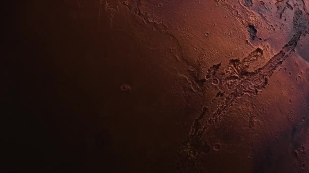 Koncepcja kosmosu. Lot nad Marsem. Widok powierzchni planet z góry. Animacja 3D — Wideo stockowe