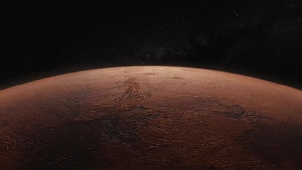 Concepto Cosmos. Vuelo sobre Marte. Vista superior de la superficie de los planetas. animación 3d — Vídeo de stock