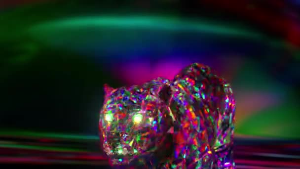 Snarling diamond tiger. Nature and animals concept. Lowpoly. Pink neon color. Symbol of 2022. 3d animation — Stock Video