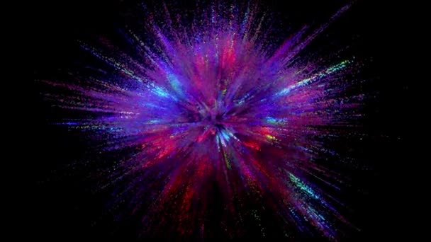 Eine Farbexplosion auf dunklem Hintergrund. Blaue und violette Farbe. 3D-Animation einer nahtlosen Schleife. — Stockvideo