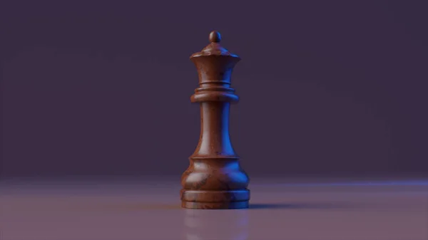 Il concetto di gioco. Regina degli scacchi in marmo scuro. Illustrazione 3d — Foto Stock