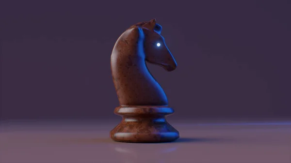 Game concept. Dark marble chess knight. 3d illustration — Stock Photo, Image