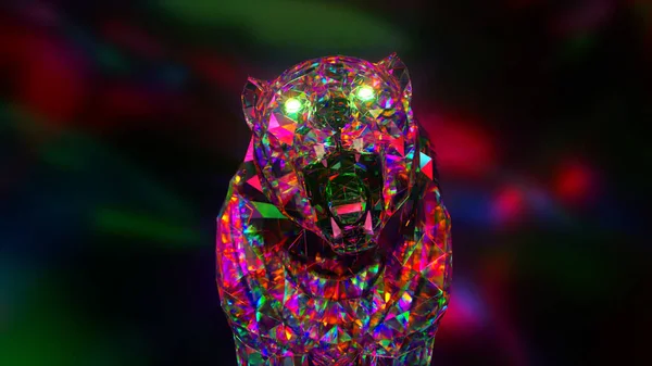 Снарлинг алмазный тигр. Концепция природы и животных. Лоуполи. Розовый неоновый цвет. Символ 2022 года. 3-е место — стоковое фото
