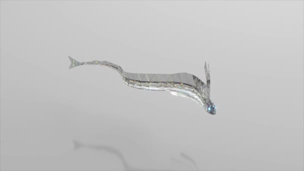 Diamond Hairtail pesce nuota. Il concetto di natura e animali. Poly basso. Colore bianco. Animazione 3d di loop senza soluzione di continuità — Video Stock