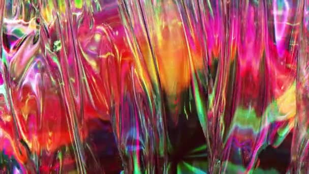 Tecido de arco-íris transparente oscila no vento. Cor amarela rosa. Textura. Close-up. animação 3d — Vídeo de Stock