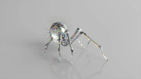 Aranha Diamante Conceito Natureza Animais Baixo Poli Cor Branca Ilustração — Fotografia de Stock