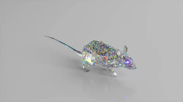 ダイヤモンドラット 自然と動物の概念 低ポリー 白い色だ 3Dイラスト 高品質の3Dイラスト — ストック写真