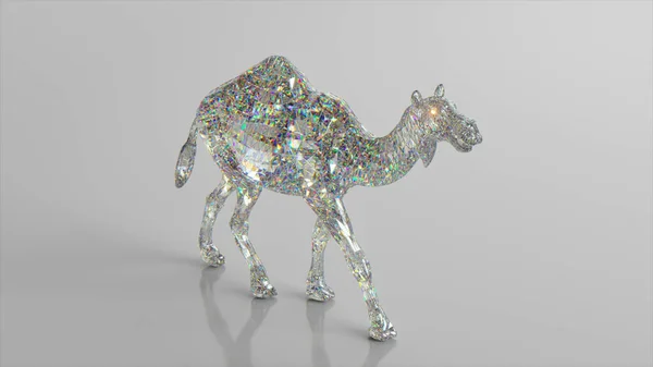 ダイヤモンドラクダ 自然と動物の概念 低ポリー 白い色だ 3Dイラスト 高品質の3Dイラスト — ストック写真