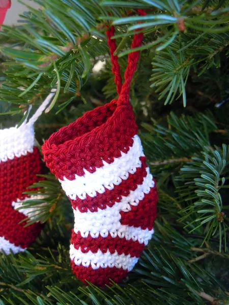 Crochet christmas stockings — Stock Photo, Image