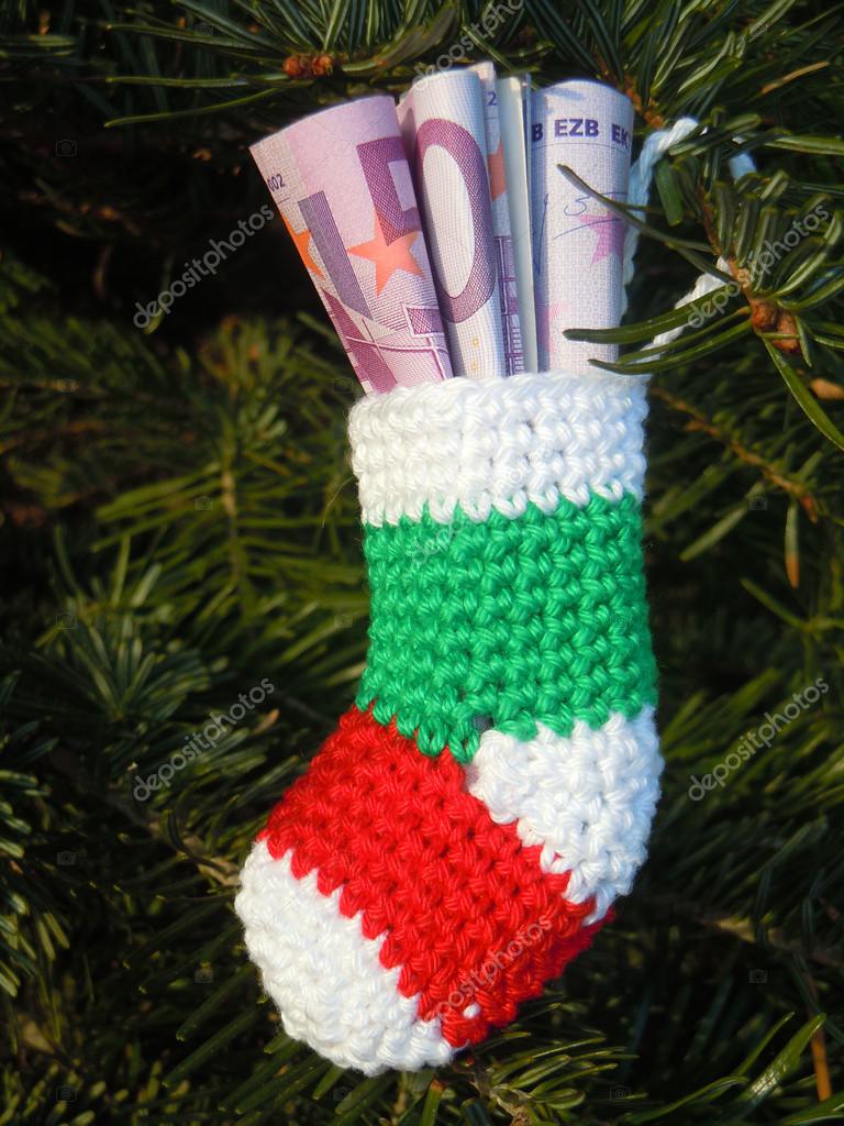 Calze di Natale con le banconote — Foto Stock