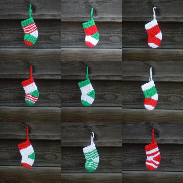 Christmas stockings collage — Stock Photo, Image