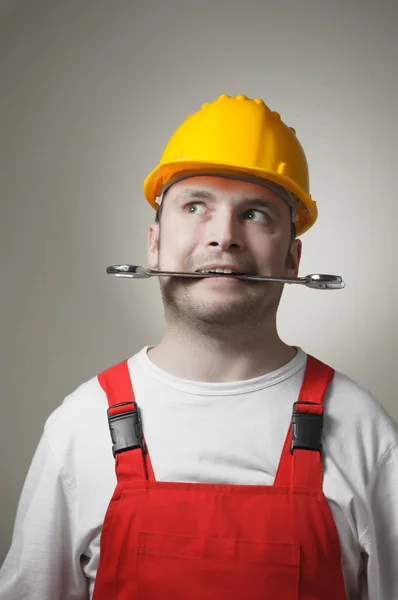 Crazy young worker — Stock Photo, Image