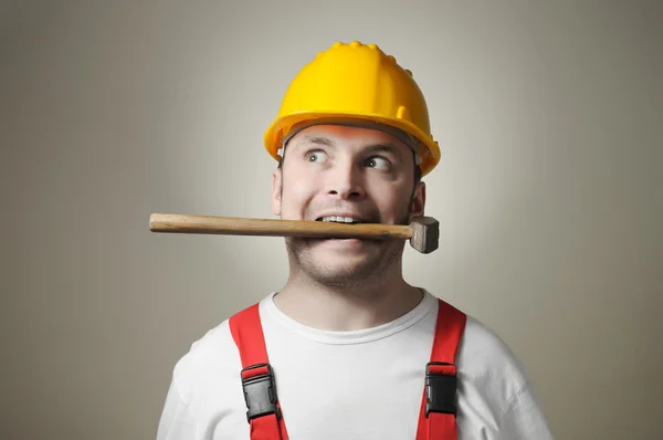 Insane young worker — Stock Photo, Image