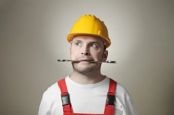 Crazy young worker — Stock Photo, Image