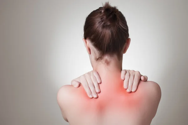 Mujer con dolor de espalda —  Fotos de Stock