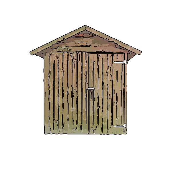 白地に隔離されたみすぼらしい古い小屋のイラスト — ストック写真