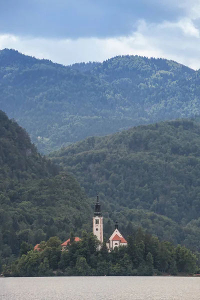 Panorama Del Avestruz Blejsko Isla Sangrada Lago Bled Blejsko Jezero — Foto de Stock