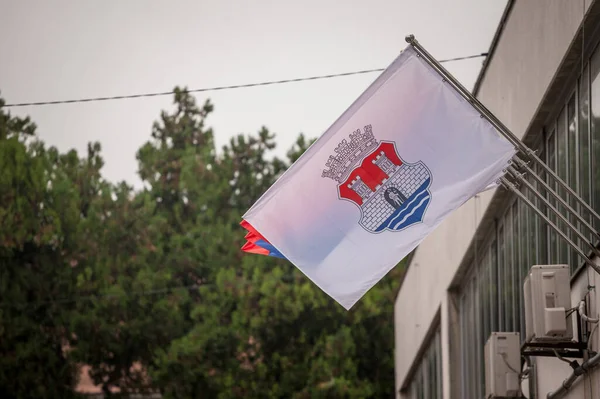 Pancevská Městská Vlajka Erbem Města Oficiální Vizuální Symbol Panceva Jednoho — Stock fotografie