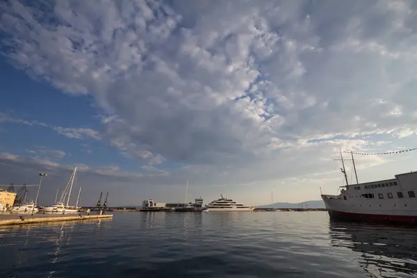 Panorama Port Rijeka Luka Rijeka Few Luxury Yachts Anchoredon Quay — Stock Photo, Image