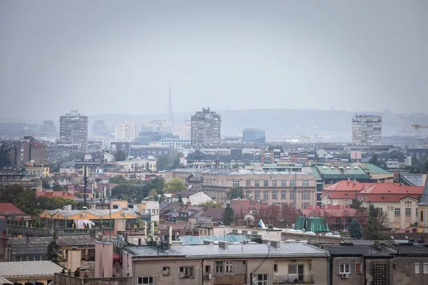 Skyline Nova Belgrado Novi Beograd Sérvia Desde Zemun Com Torres — Fotografia de Stock