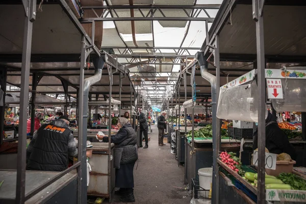 Belgrade Serbie 2021 Panorama Kalenském Trhu Pijacou Prodavači Kteří Míjejí — Stock fotografie