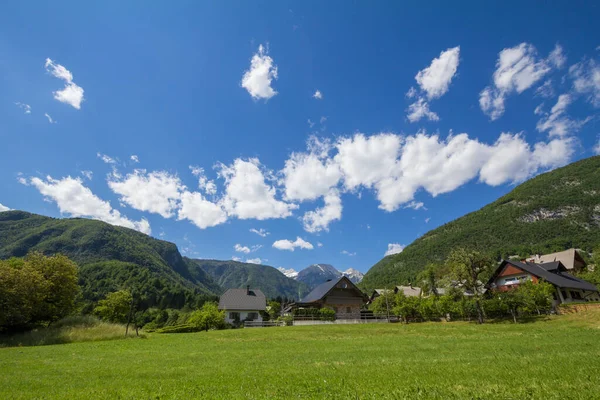 Residential House Slovenian Chalet Grass Field Front Triglav Mali Draski — 图库照片