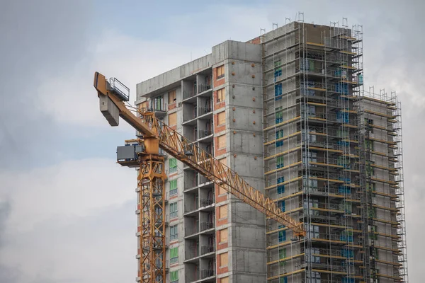 Construction Site Serbia Residential Building High Rise Skyscraper Tower Scaffholdings — Stock fotografie