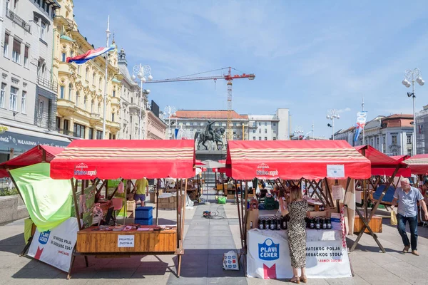 Zagreb Croacia Junio 2021 Estatua Prohibición Jelacic Trg Bana Jelacica — Foto de Stock