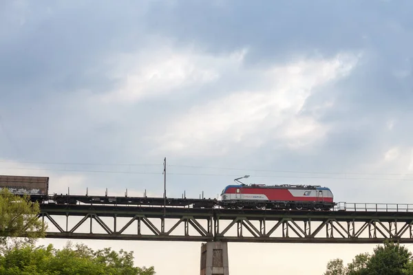 Ralja Serbia Temmuz 2021 Köprüden Geçen Srbija Kargo Sırp Demiryollarından — Stok fotoğraf