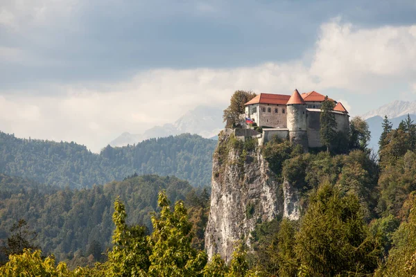 Selective Blur Bled Castle Also Called Blejski Hrad Autumn Sunny — Stock Photo, Image