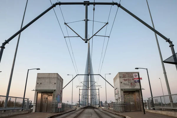 Belgrade Serbia Październik 2021 Przystanek Tramwajowy Tramwaju Belgradzkiego Moście Ada — Zdjęcie stockowe